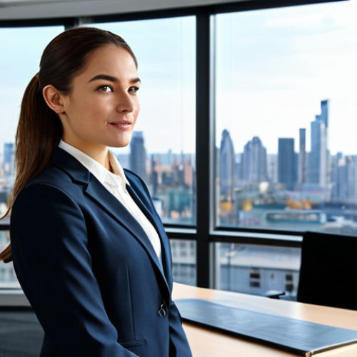 Home 30 **
A young woman in a professional setting. She is wearing a modest, tailored business suit with a crisp white blouse. The background is a bright, modern office space with large windows overlooking a cityscape. The scene should depict her confidently presenting data on a large screen during a team meeting. Ensure perfect anatomy, correct proportions, a natural pose, and well-formed hands. Safe for work, appropriate content, fully clothed, professional.
**